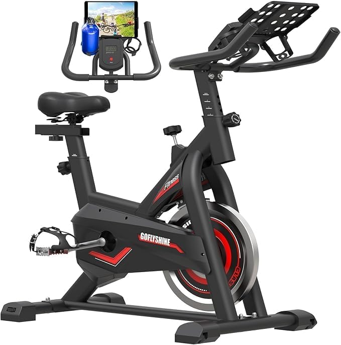 GoFlyShine exercise bike — full side view